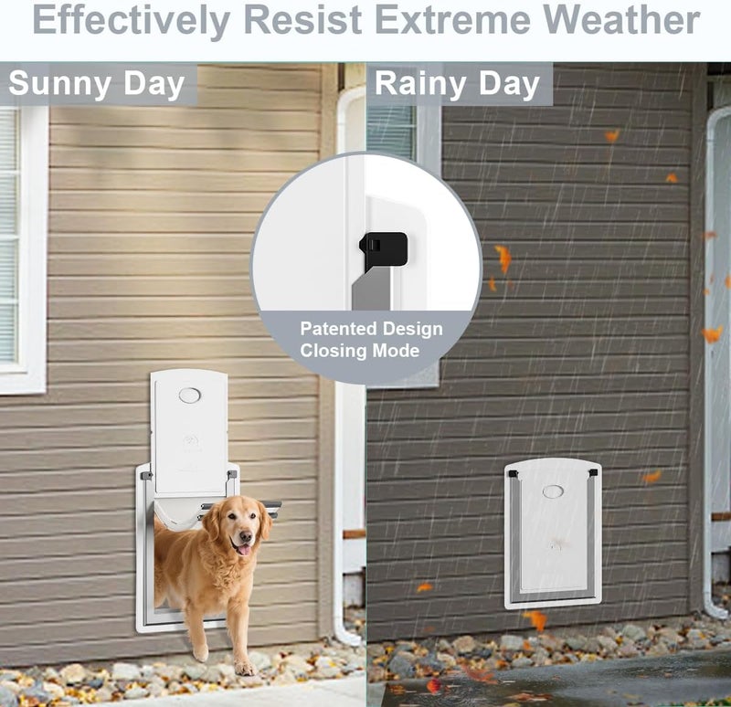 Decormax Dog Door for Wall, Steel Dog Door with Telescoping Tunnel, Weatherproof Pet Door with Two Sliding Lock Panels and Magnetic Flaps, Easy to Install, White, Large - Image 3